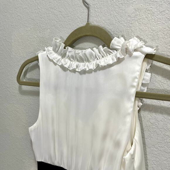 Vintage Y2K Women’s Black/White Ruffle Scoop Neckline Bodycon Mini Dress ; Small - Picture 12 of 15